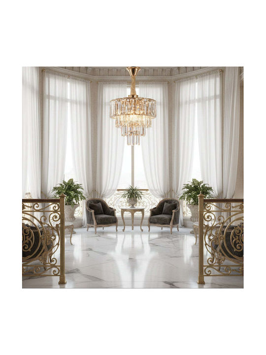 Alista Home Candelabru 3xE14 Ø30cm cu Cristale Auriu AT1CT-IM1P-HT2L-CC7045/300GD