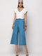 Women's Fabric Trousers with Rubber Band in Regular Fit Blue