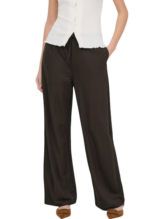 Women's Fabric Trousers Chocolate Brown