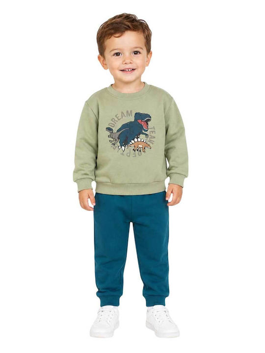 Kinder Sweatpants Set Dri-Fit in Naturfarben- Petrol