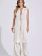 Sleeveless Tunic with V-Neck Ecru