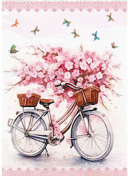 Greeting Card Blank Fantasy Bicycle Flowers