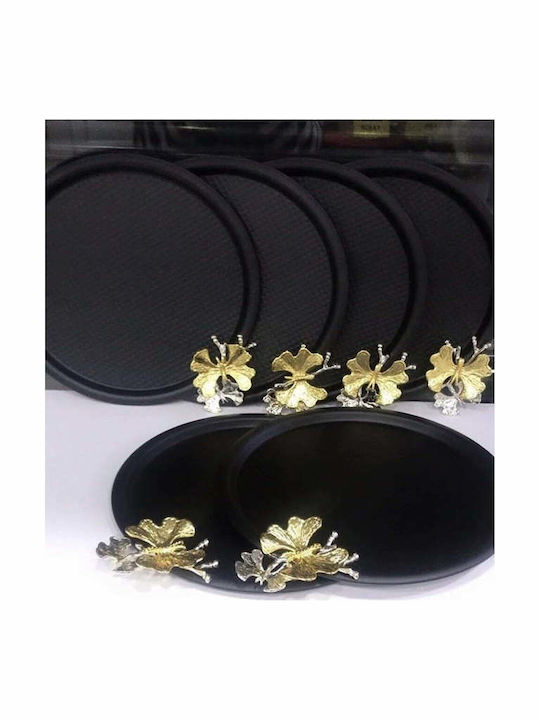SteweHome Decorative Round Metallic Tray 22x22cm 6 Pieces