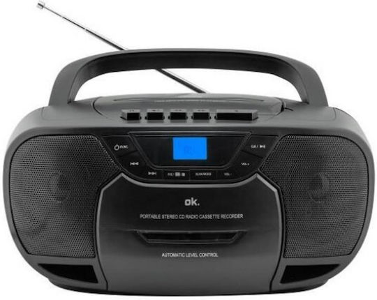 OK. Portable Audio System with Radio / CD / USB / Cassette Player Black
