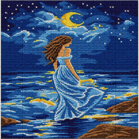 Stamped Embroidery Panel Woman Night At Sea