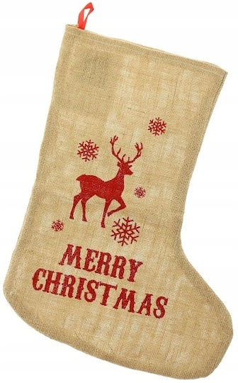 Christmas Decorative Sock with Reindeer M44.5xW24.5cm Red