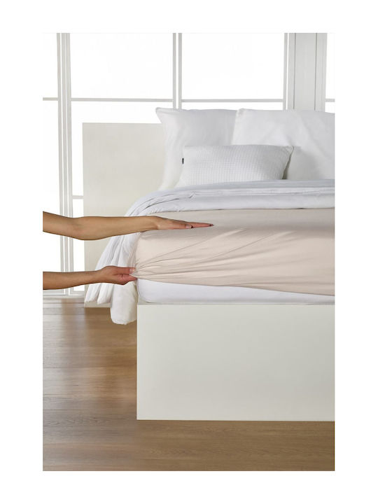 Living Home Single Bed Sheet With Rubber Hugger 100x200cm Natur