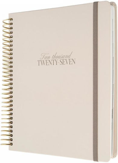 Premium Academic Weekly Diary 2026/2027 17-Month 22,5x25cm Olympia Desert Taupe By Kokonote