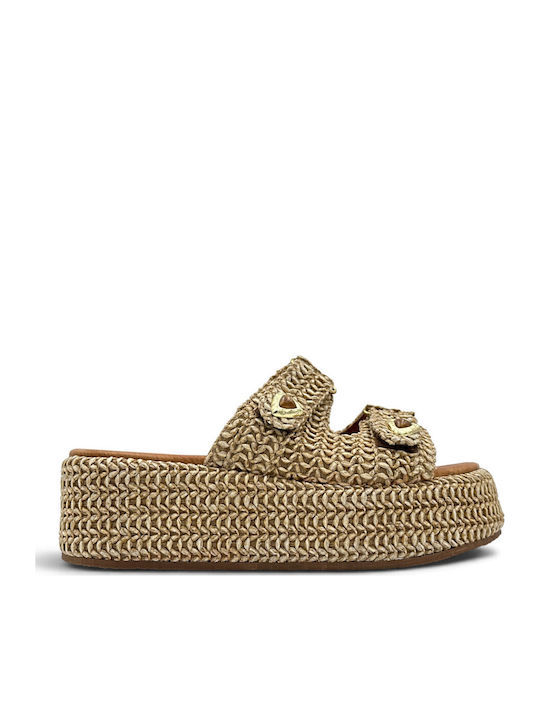 Mariella Fabiani Дамски Сандали Flatforms Тютюнев