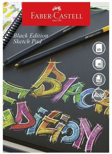 Faber Castell Black Edition Pad Red Black Paper A5 140gsm 40 Sheets Wd897513 5017912001808