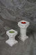Stewehome Set Of 2 Pieces Decorative Concrete Candle Holders Ancient Roman Column Shape White 14.5 Cm