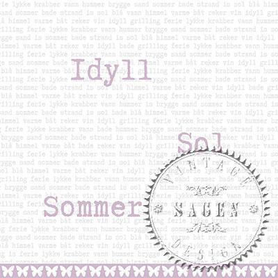 Vintage Letters Grey Lilac Napkins 33x33cm