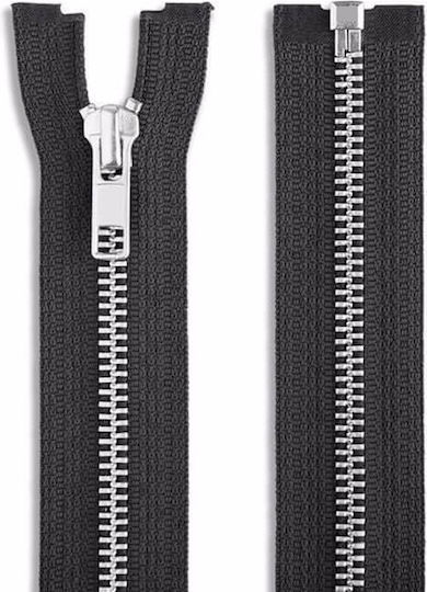 Zipper Metal Separating No 5 Jacket Silver Teeth 40cm Black 580