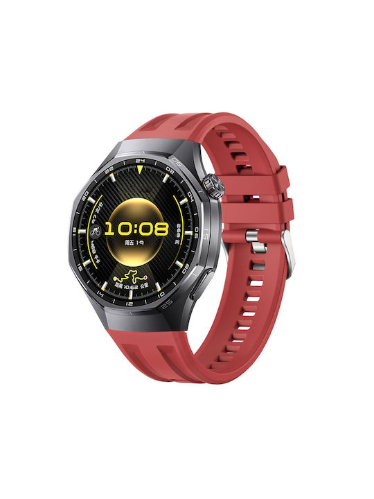 Huawei Watch Gt 6 Pro Seamless Connection Double Groove Non Porous Solid Color Silicone Strap Red