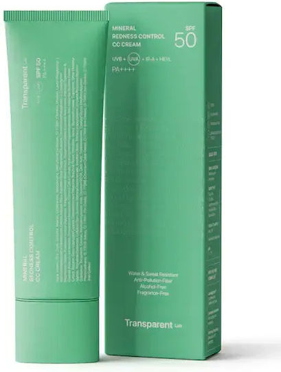 Transparent Lab Mineral Redness Control CC Face Day Cream with SPF50 Against Redness 45ml