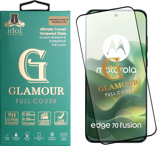 Idol 1991 Glamour Tempered Glass Motorola Edge 70 Fusion 5g 6.78in9h 0.30mm Full Cover 3d Full Glue Finger Unlock Black+squeezy
