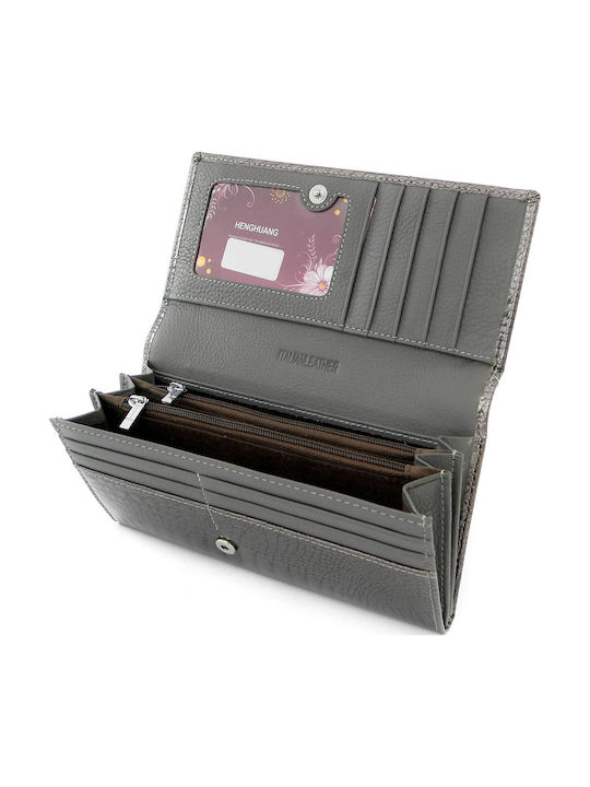 Heng Huang Leder Damenbrieftasche Grau