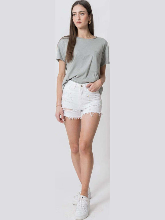 Bluza Damă Bumbac Gri Deschis