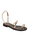 Leather Women's Flat Sandals Bronze