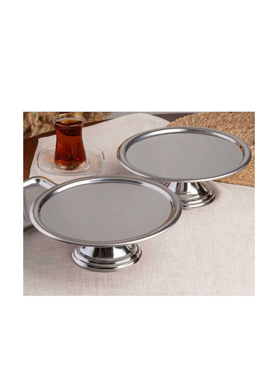SteweHome Inox Dessert Tower Stand with Silver Base Diameter 22cm 2 Pieces