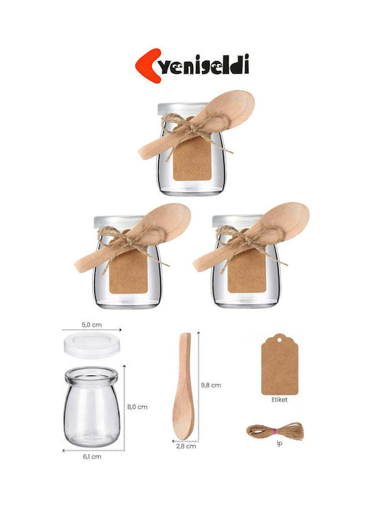 SteweHome Set of 3 General Use Glass White Jars with Cork 100ml