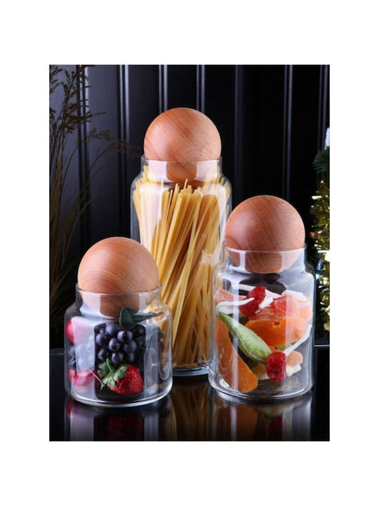 SteweHome Set of 3 General Use Glass Orange Jars with Lid