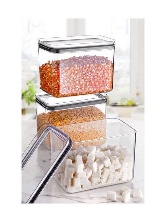 SteweHome Set of 3 General Use Vases with Lid Plastic Orange 1750ml
