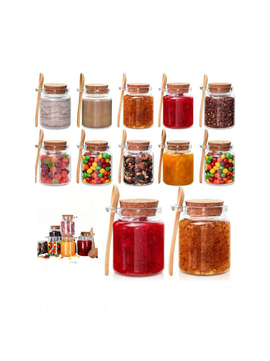 SteweHome Set of 2 General Use Glass White Jars with Cork 250ml