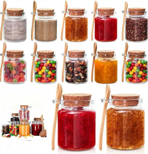 SteweHome Set of 6 General Use Glass White Jars with Cork 250ml