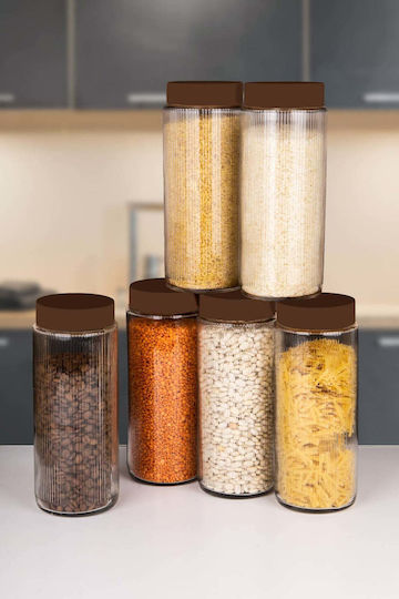 SteweHome Set of 6 General Use Glass Orange Jars with Lid 1500ml