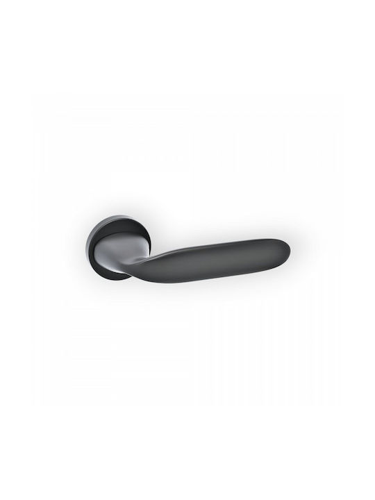 Best Design Front Door Lever with Rosette 605 Pair Matte Black