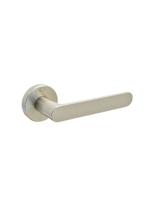 Convex Front Door Lever With Rosette 1905 Pair With Mouthpiece Matt Nickel