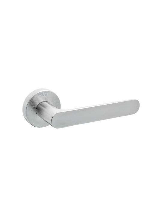 Convex Front Door Lever With Rosette 1905 Pair With Mouthpiece Matt Chrome