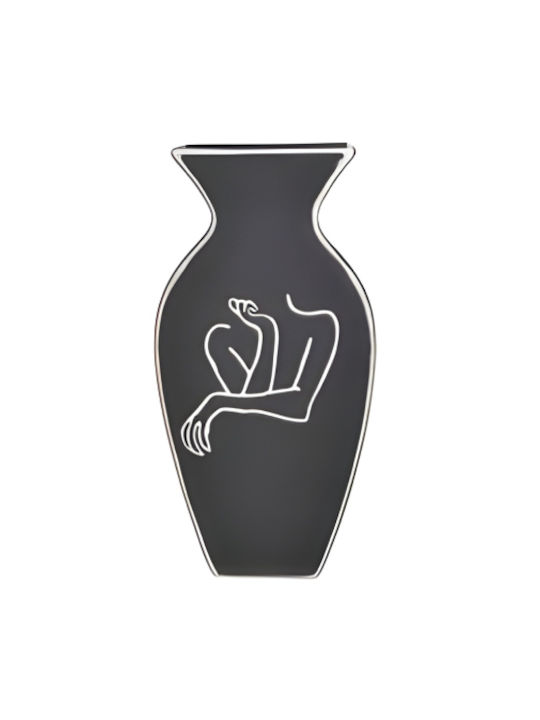 Inart Inart Dekorative Keramikvase Schwarz 17x7xH33cm