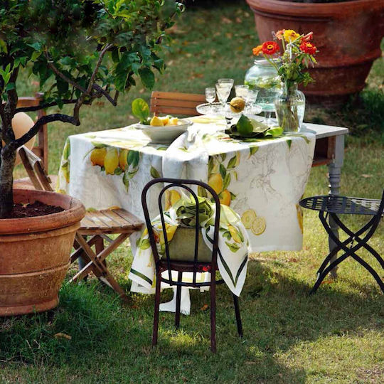 Tessitura Toscana Telerie Τραπεζομάντηλο Λινό Linen Tablecloth Limoncello Λευκό 170x170εκ.
