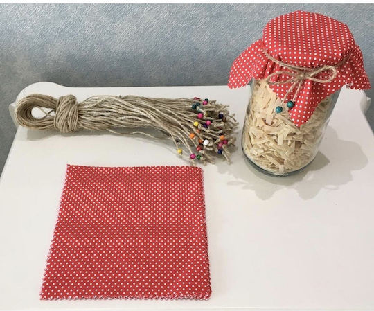 Stewehome Set Of Jar Lid Covers Cotton Poplin Fabric Polka Dot Cord Beads Bordeaux