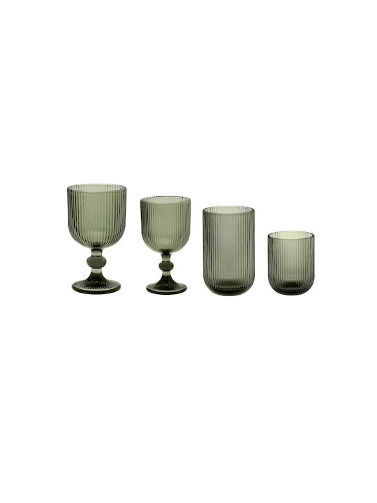 Cryspo Trio Noris Smoke Water / Whiskey Glass Set in Green Colour Goblet 350ml 24 Pieces