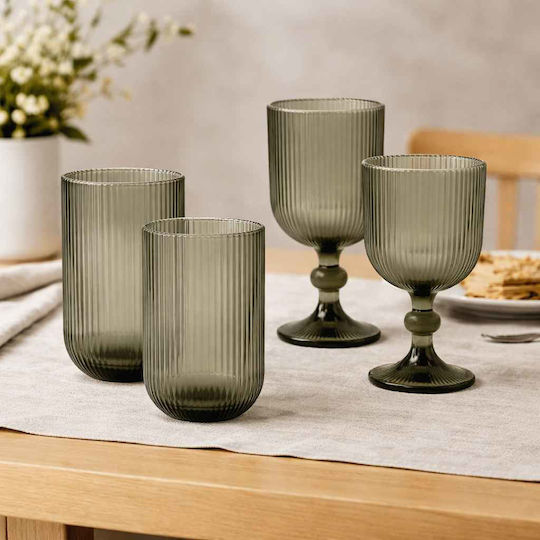 Cryspo Trio Noris Smoke Set of Black Stemmed Glass White Wine Glasses 350ml 24 pcs