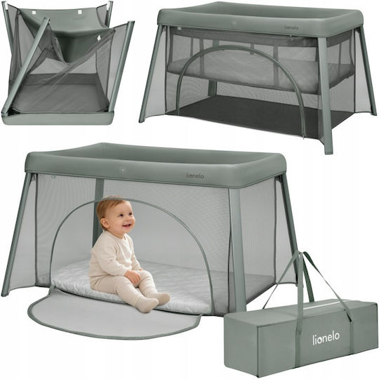 Lionelo Baby Cradle with Mattress Side Opening and Wheels Green