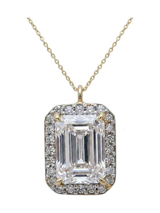 Gatsa Rosette Necklace Made of 14K Gold with Zircon