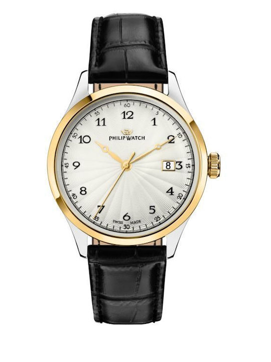 Philip Watch Men's Watch 40mm Battery with Black Leather Strap