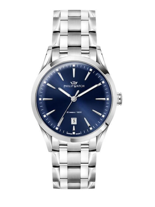 Philip Watch Men's Watch 39mm Battery with Silver Stainless Steel Bracelet