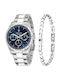Maserati Competizione Men's Watch 43mm Battery With Silver Steel Bracelet