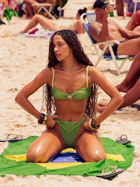 Set Bikini Brazil Floral Palm Green