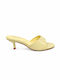 Mules With Thin Low Heel In Yellow Colour
