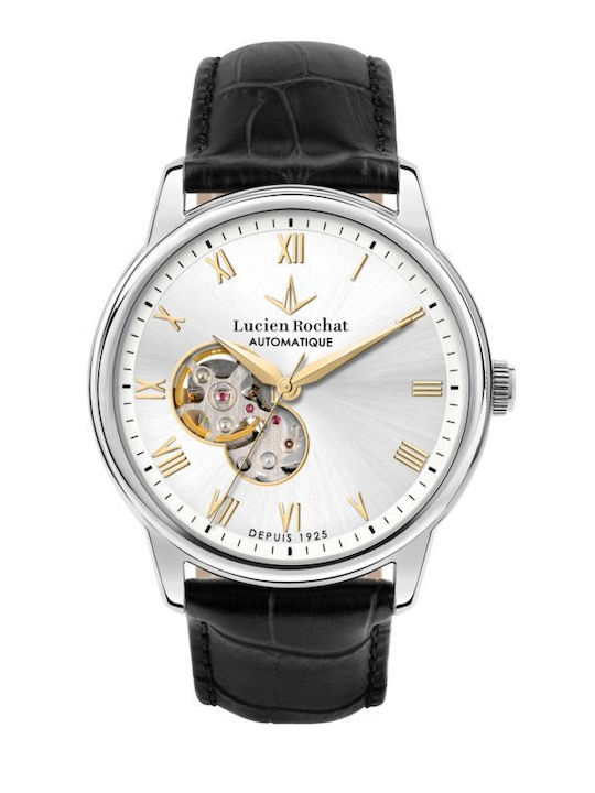 Men's Watch 42mm Battery with Black Leather Strap