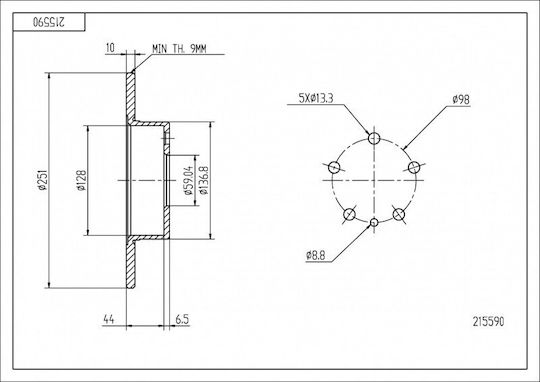 Πίσω Δίσκος Φρένων Alfa 164 87 0000060743390
