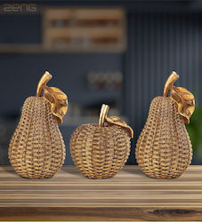 Stewehome Set of Decorative Concrete Items Apple Pear Shape Gold 20x10x18 Cm Stewehome Set of Decorative Concrete Items Apple Pear Shape Gold 20x10x18 Cm