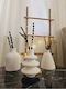 Stewehome Set of Decorative Scandinavian Style Concrete Vases 3 Pieces White 10x10 Cm