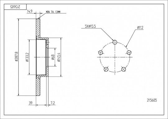 Front Brake Disc Audi 100 2.0-2.4 2.5 Tdi 4a0615301b